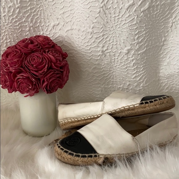 Tory Burch Flat Leather Logo Espadrilles Shoes Women’s Size 6 - Picture 2 of 16